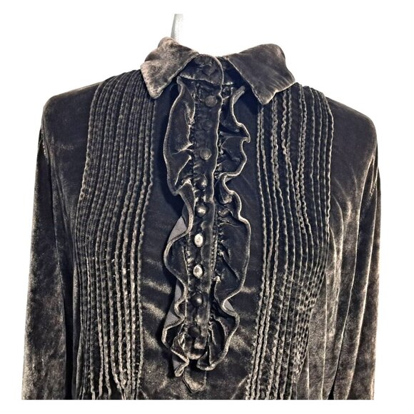 Soft Surroundings Velvet Top Womens Size L Boho Ruffled Tunic - Picture 2 of 14